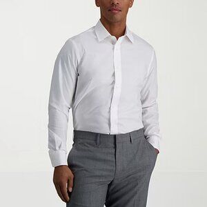 Haggar Premium Comfort Mens Slim Fit Dress Shirt, White Sz 15-15.5 / 34-35 NWT